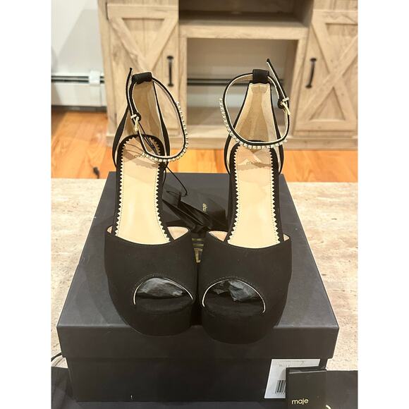 NEW Maje Crystal Embellished Black Heels size 39 - Picture 4 of 8